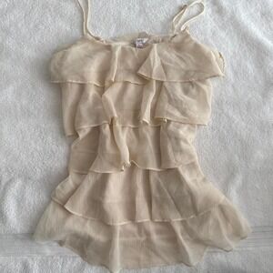 y2k candies sparkly cream ruffle top